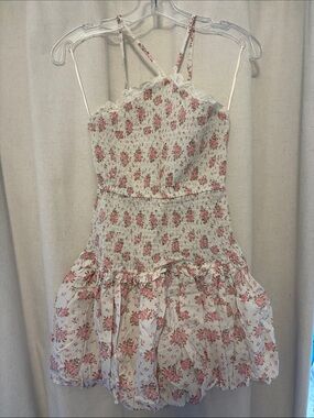 Smocked Floral Summer Dress for Women- Pink on Cream